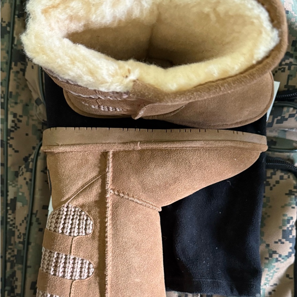 Tan Bearpaw Suede Boots with Fur Lining